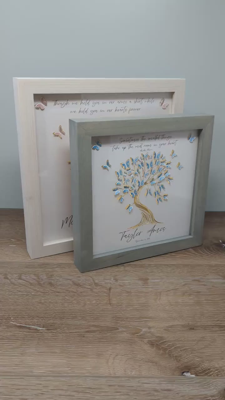 Baby Loss Framed Butterfly 3D Paper Art with lighting.