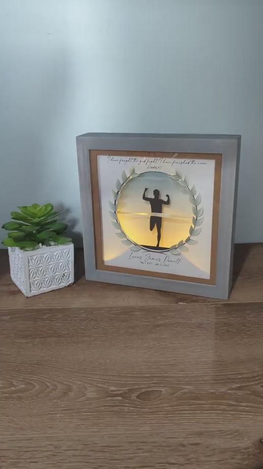3D Lighted Memorial Gift for Loss of a Teen, Son, Daughter, Friend, Track and Field, Religious, I Have Finished The Race.