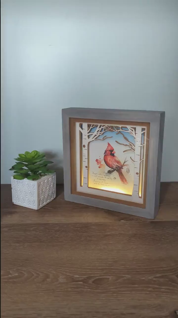 3D Art, Cardinal Layered Shadow Box Memorial Gift, Christmas Cardinal Sympathy Gift