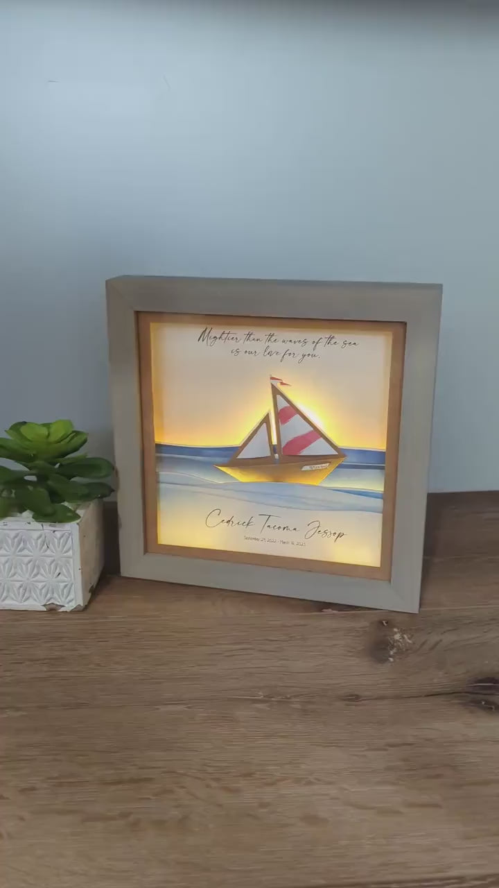 3D Lighted Miscarriage Gift | Sunset Sailing, Infant Loss, Loss of a Son, Loss of a Child, Sympathy Gift