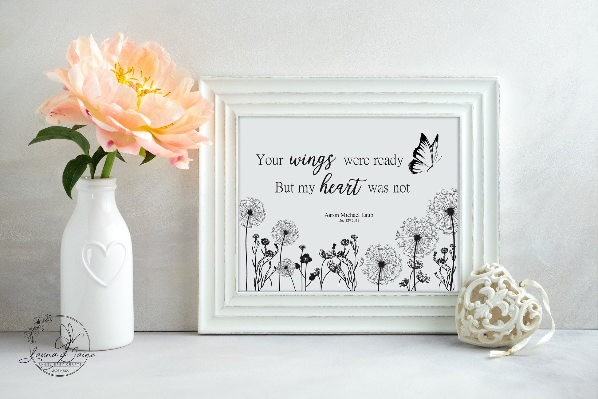 Your wings were ready - Personalized Angel Baby Sympathy Gift, Infant Loss, Miscarriage Memorial Print, Digital Download