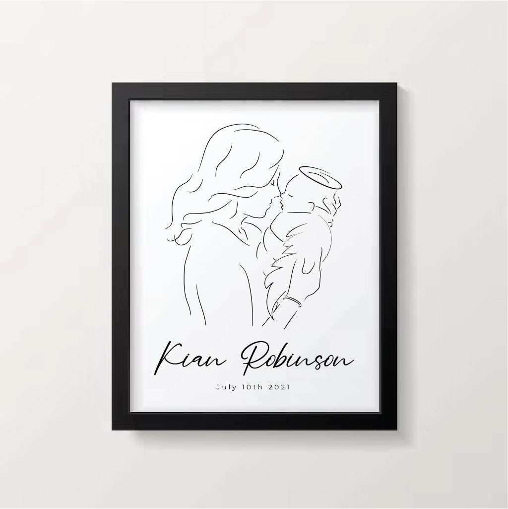 Personalized Angel Baby Sympathy Gift, Infant Loss, Miscarriage Memorial Print, Digital Download