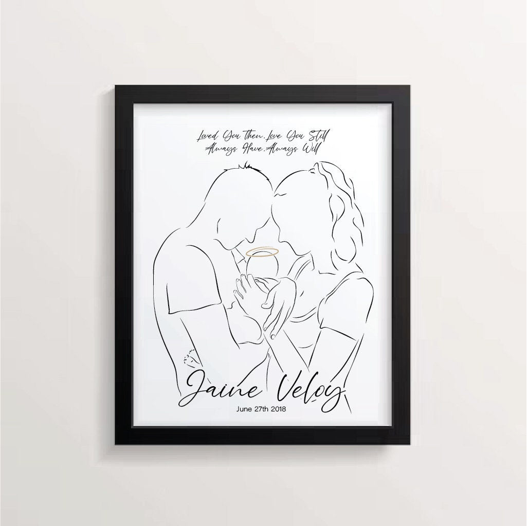 Mother and Father with Angel Baby Miscarriage Gift, Wall Art, Digital Print