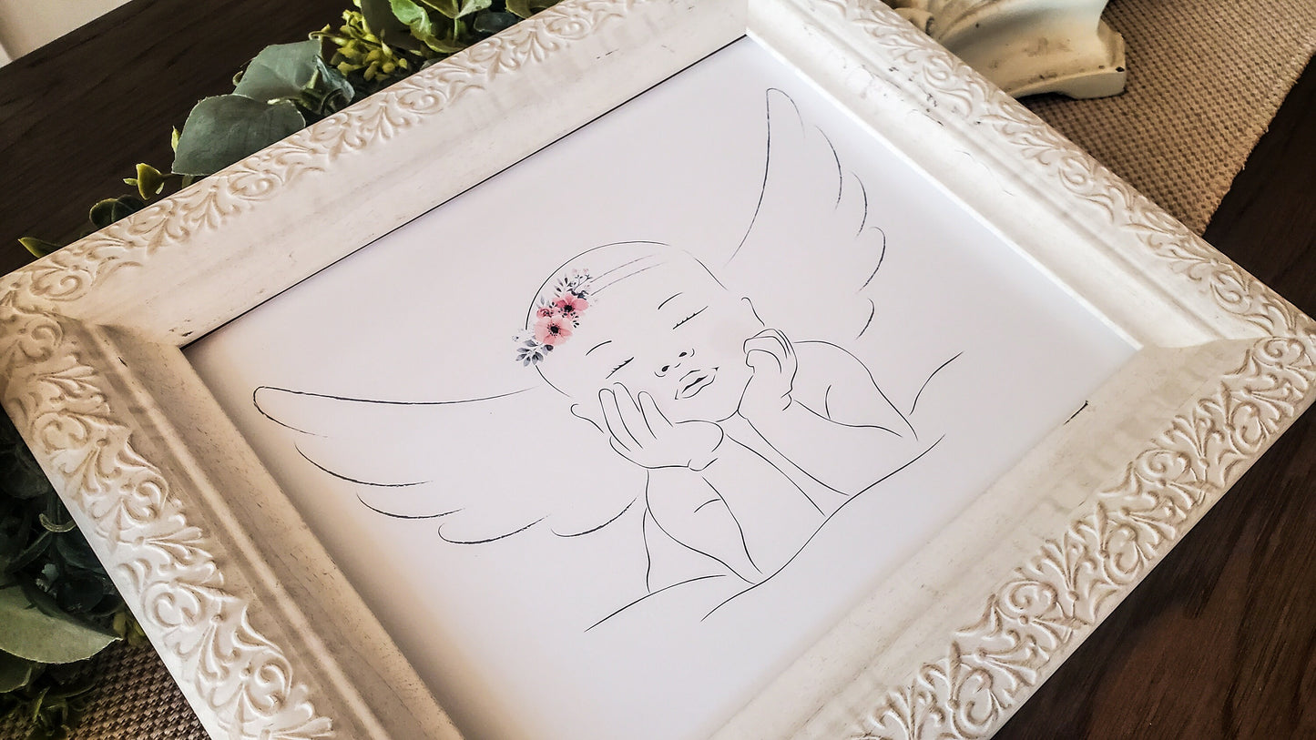 Baby Girl Line Art | Angel Baby Line Art | Pregnancy Loss Print | Miscarriage Gift | Digital Print Download