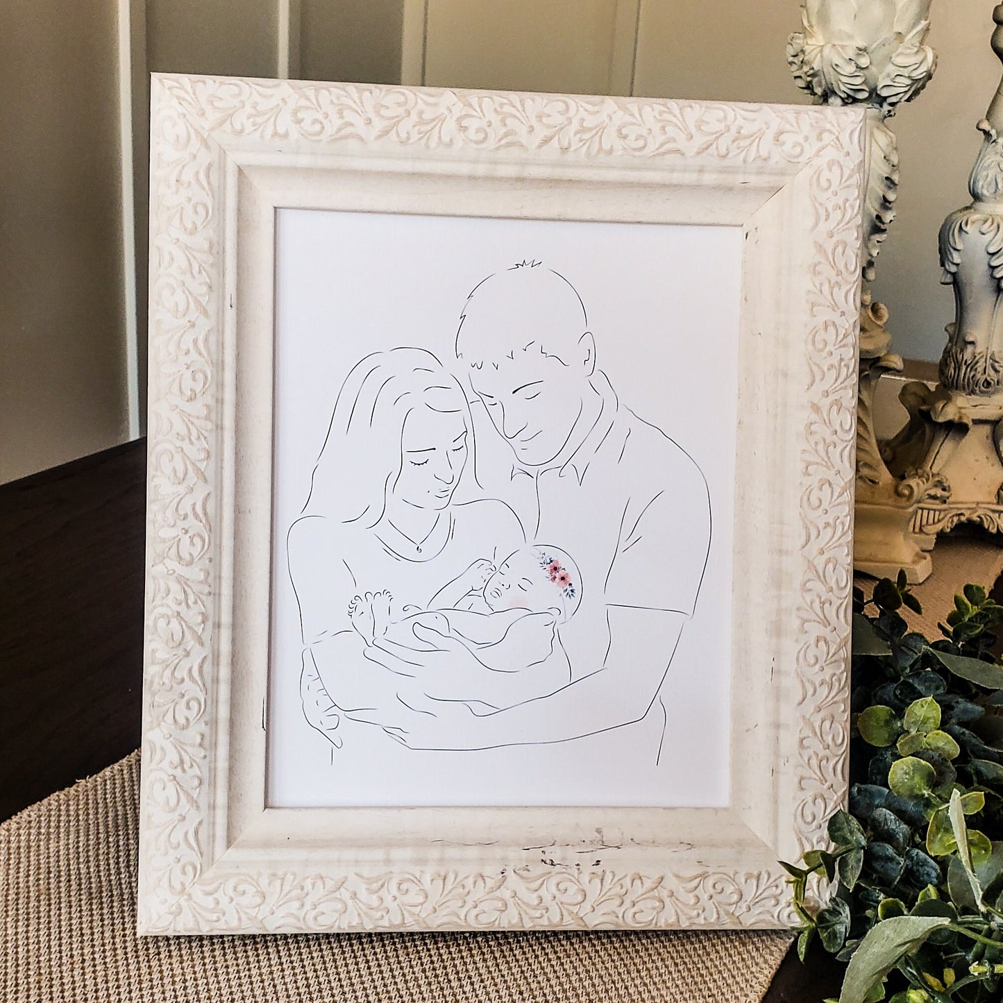 Parents Holding Baby Girl Line Art | Angel Baby Line Art | Pregnancy Loss Print | Miscarriage Gift | Digital Print Download
