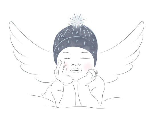 Angel Baby Boy Line Art | Nursery Line Art | Pregnancy Loss Print | Miscarriage Gift | Digital Print Download