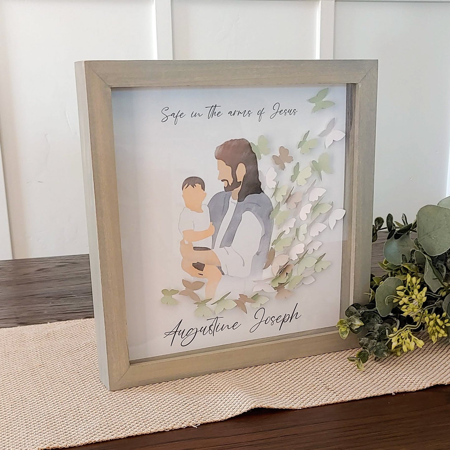 3D Jesus Holding Twins With Butterflies Miscarriage Gift