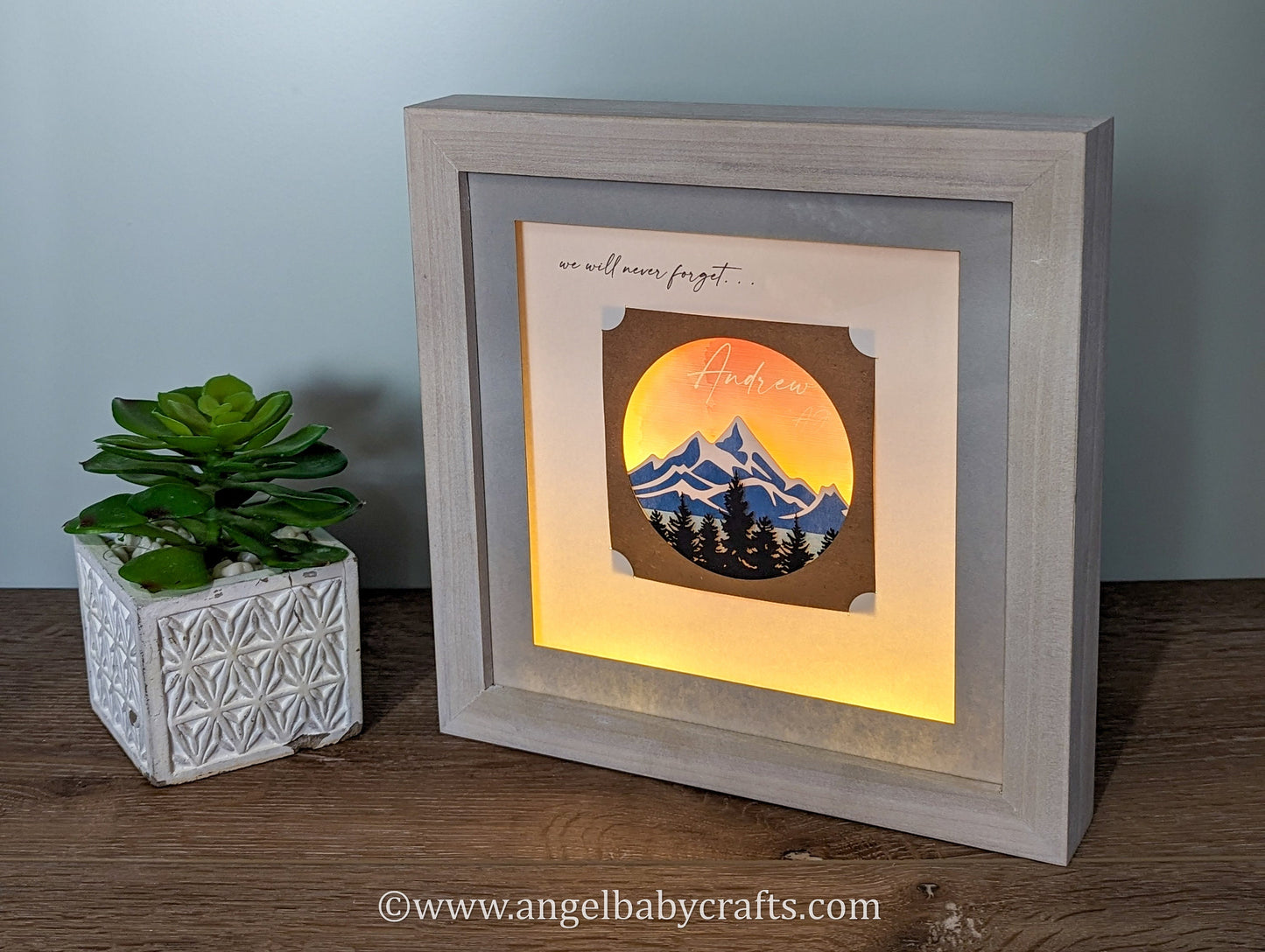 Mountain Scene Memorial Gift, Lighting Optional (See Styles)